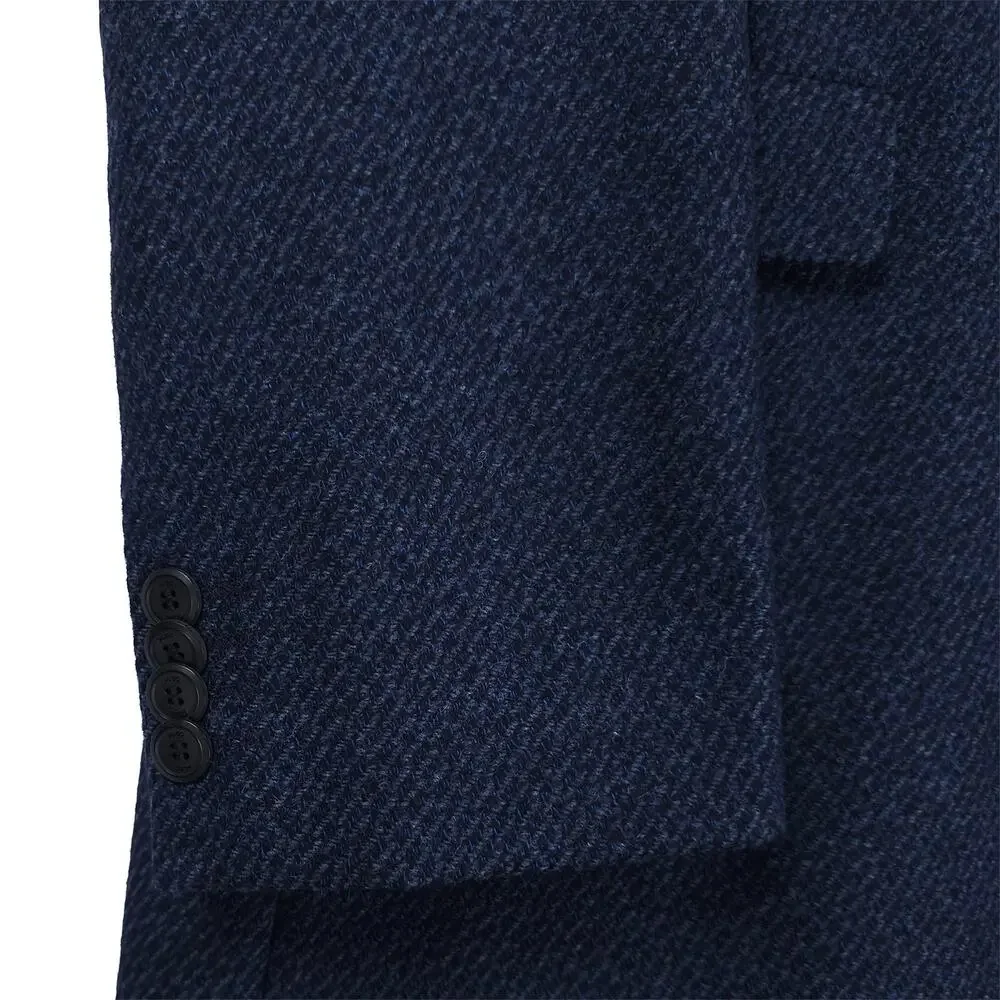 Hugo Boss Mens Migor Slim Fit Overcoat 46R Dark Blue Textured Wool Blend NWT